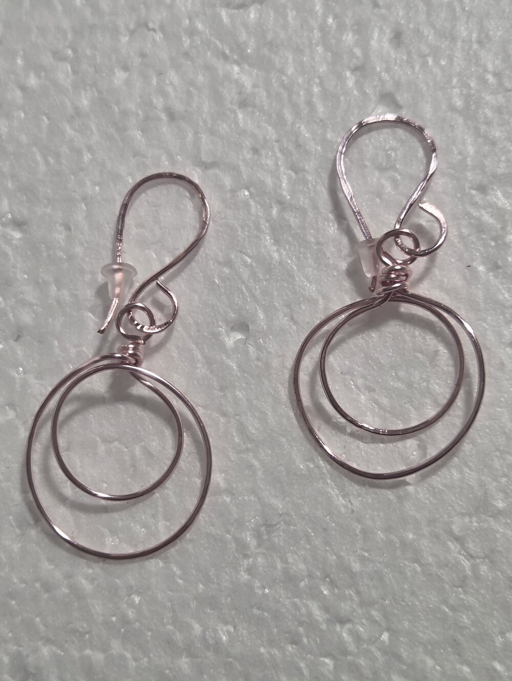 Handcrafted Rose Gold Double Hoop Drop Earrings - Women Jewelry